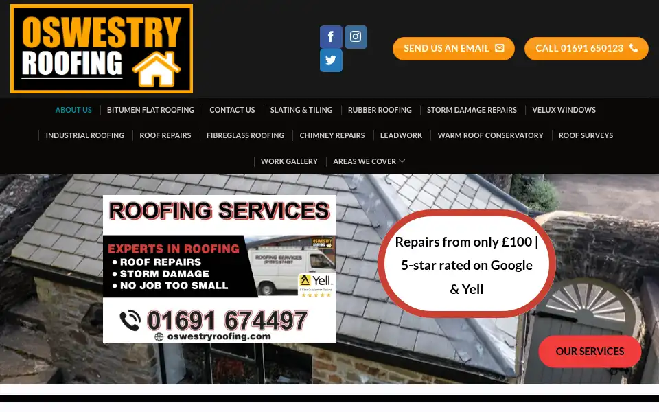 Screenshot of oswestryroofing.com