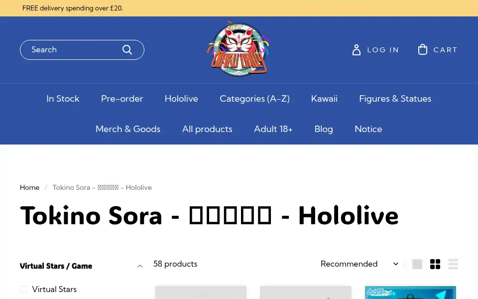 Screenshot of otakudailyshop.co.uk