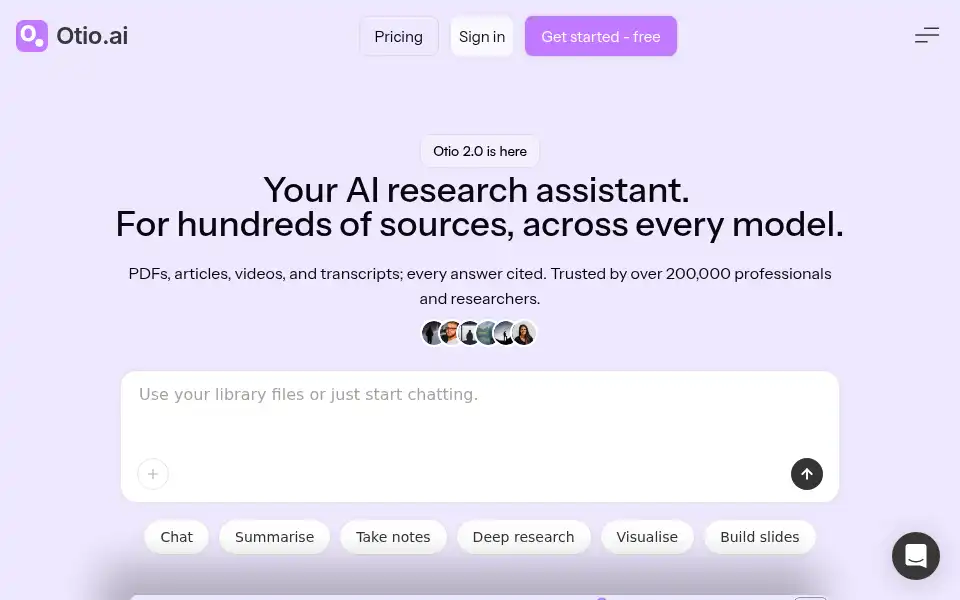 Screenshot of otio.ai