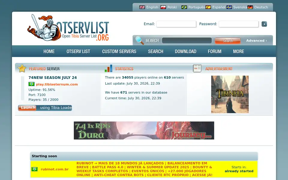 Screenshot of otservlist.org