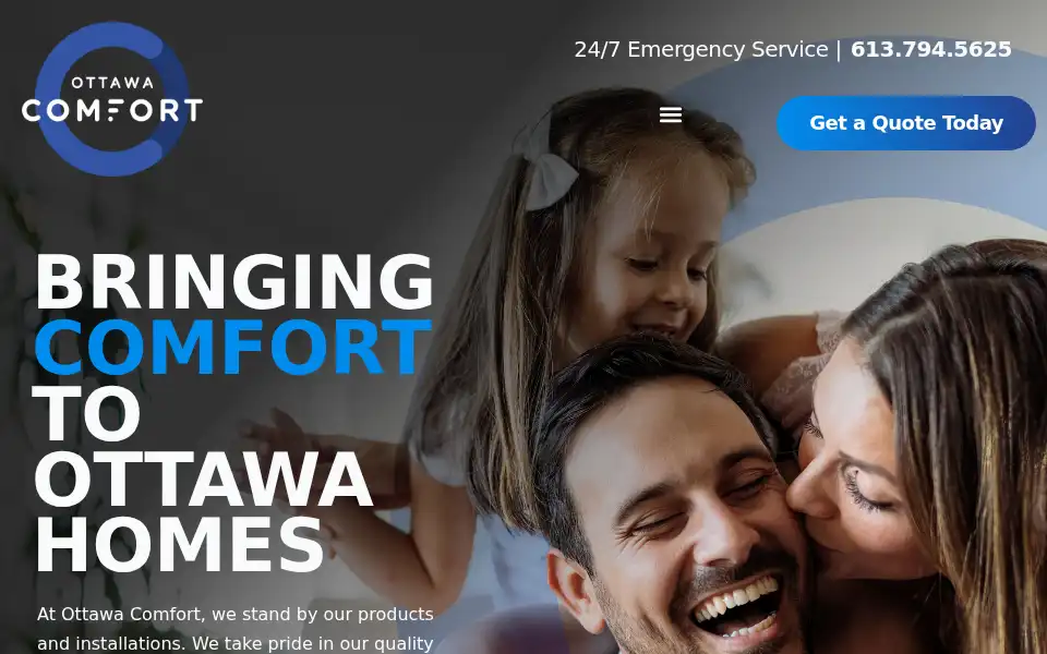 Screenshot of ottawacomfort.ca