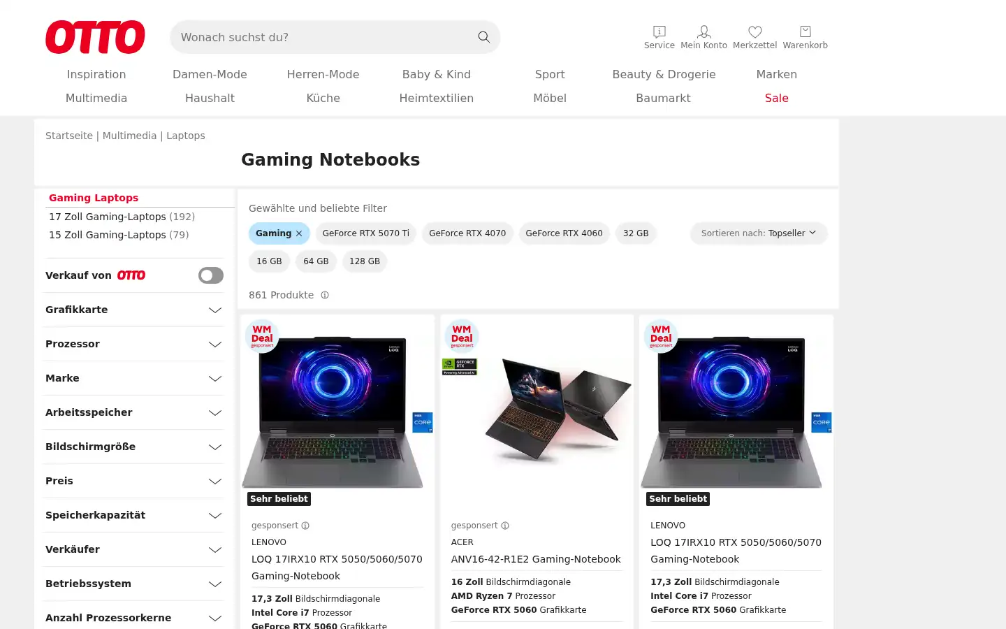 Screenshot of otto.de