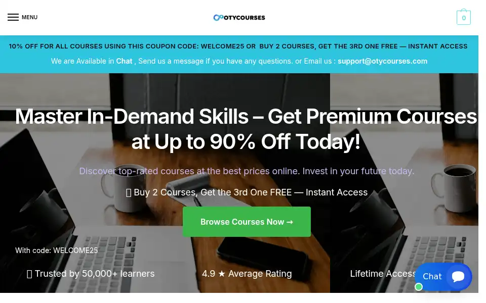 Screenshot of otycourses.com