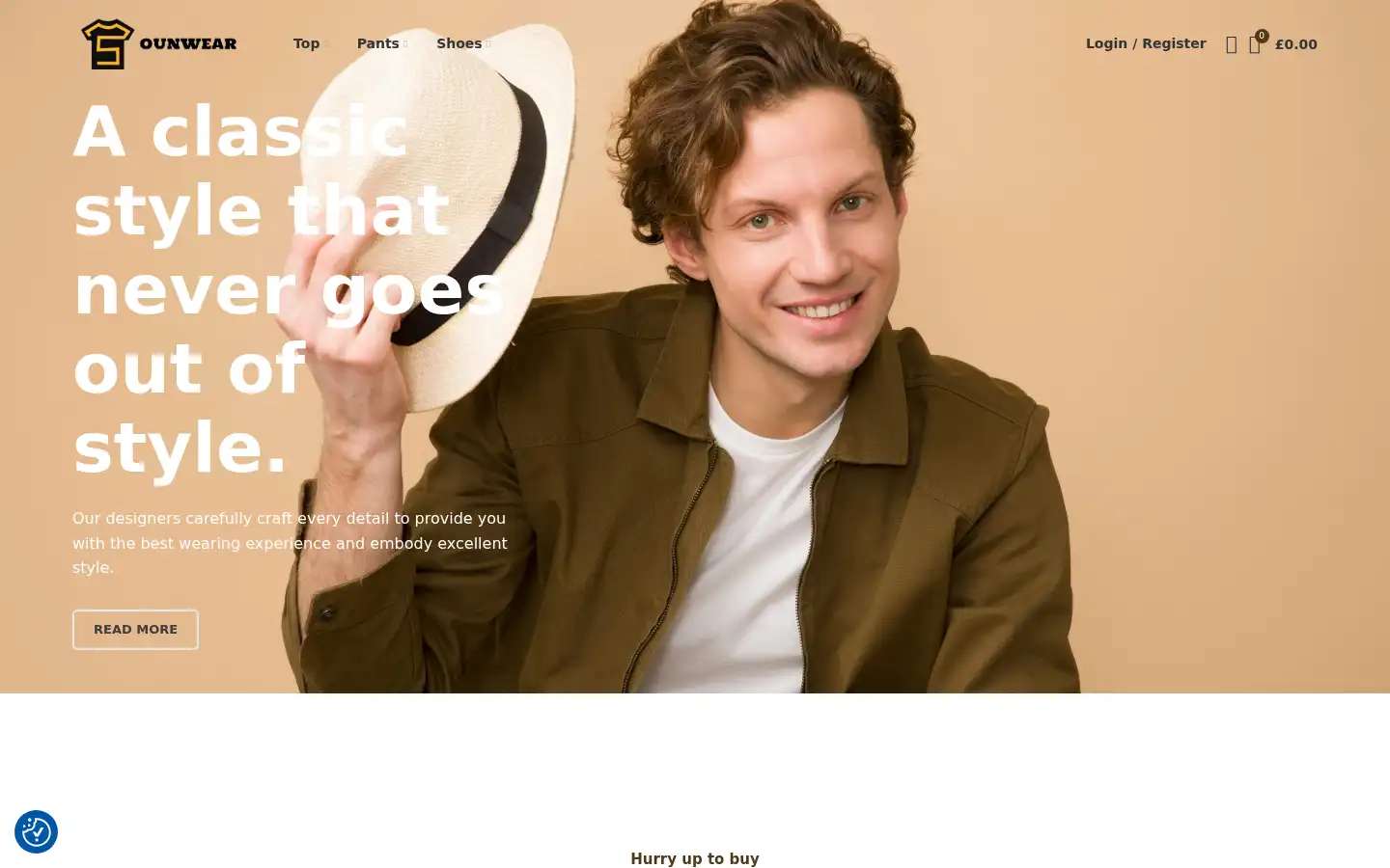 Screenshot of ounwear.com