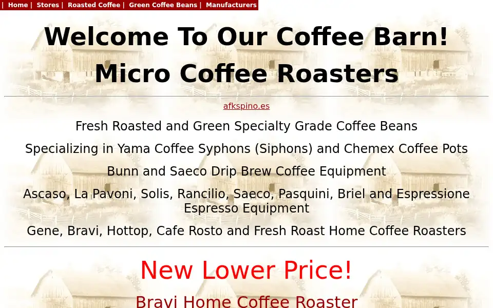 Screenshot of ourcoffeebarn.com