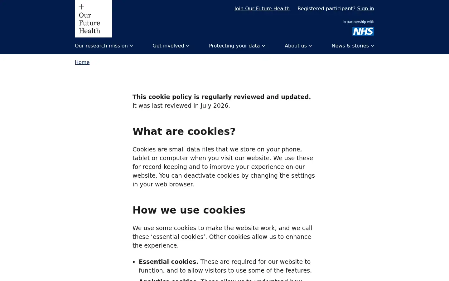 Screenshot of ourfuturehealth.org.uk