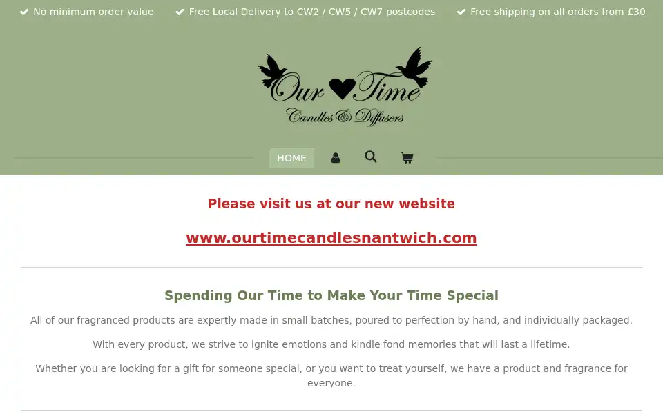 Screenshot of ourtimecandlesanddiffusers.co.uk