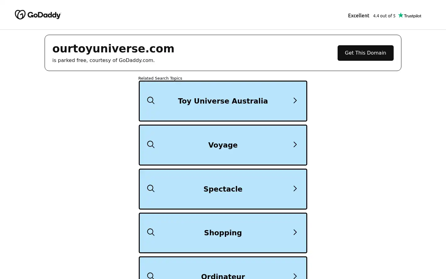Screenshot of ourtoyuniverse.com