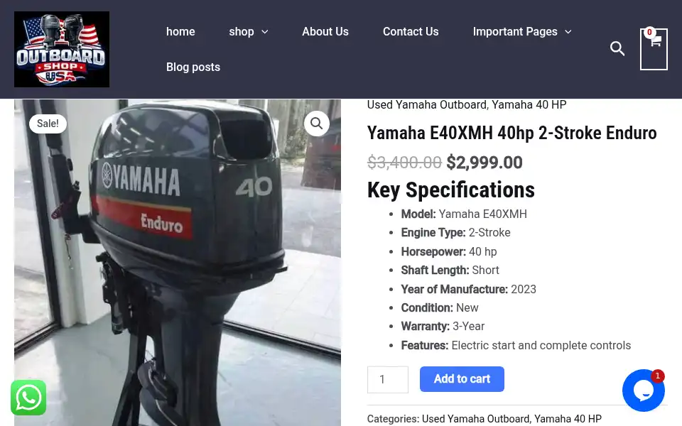 Screenshot of outboardshopusa.com