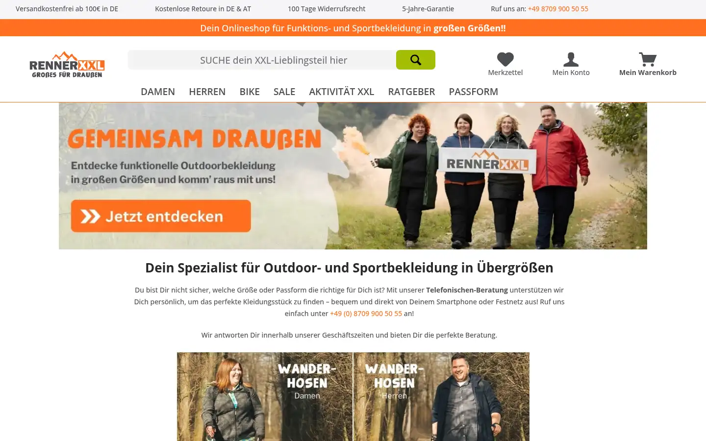 Screenshot of outdoor-renner.de