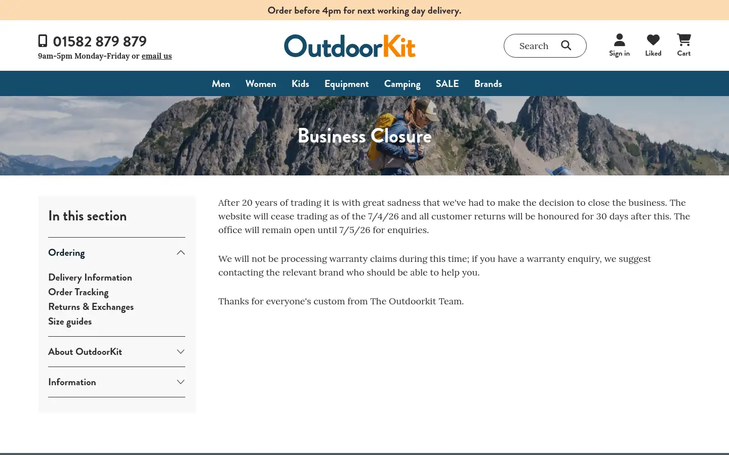 Screenshot of outdoorkit.co.uk