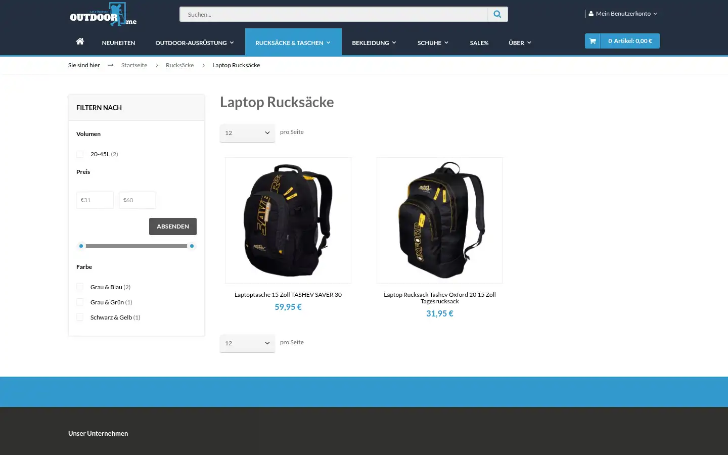 Screenshot of outdoorme.de