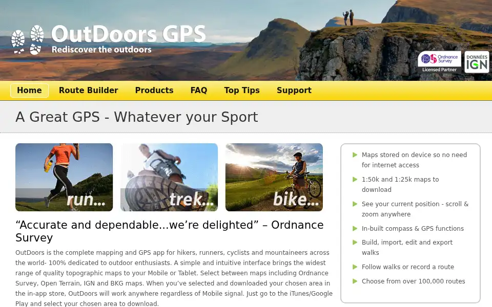 Screenshot of outdoorsgps.com
