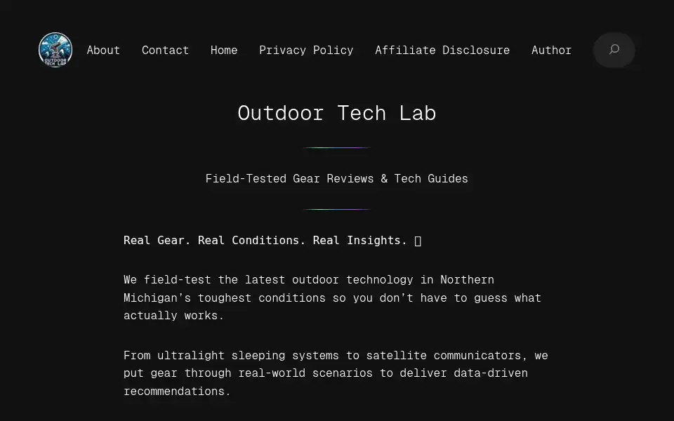 Screenshot of outdoortechlab.com