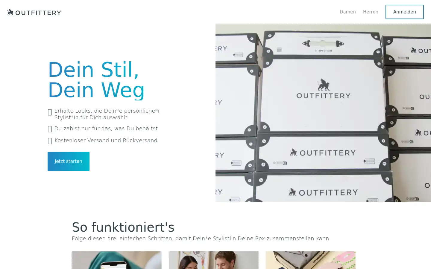 Screenshot of outfittery.ch