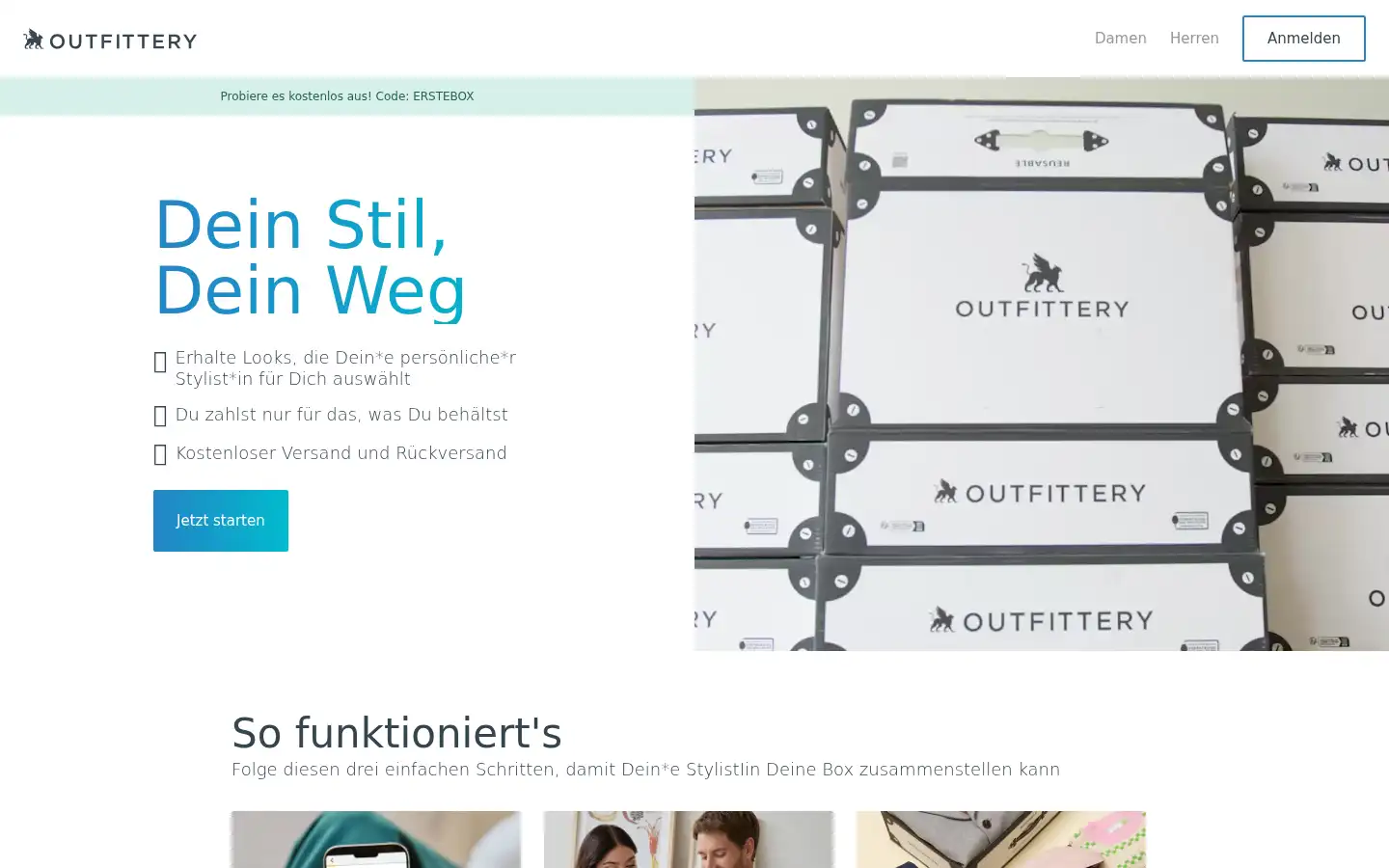 Screenshot of outfittery.de