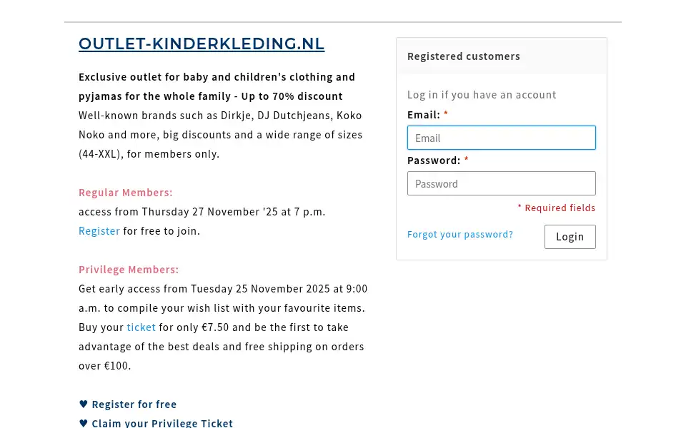 Screenshot of outlet-kinderkleding.nl