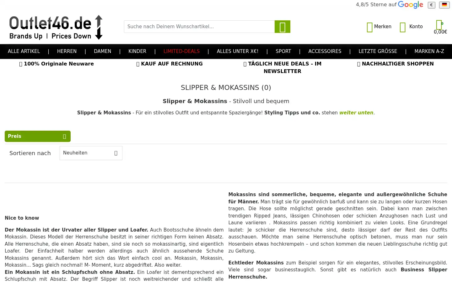 Screenshot of outlet46.de