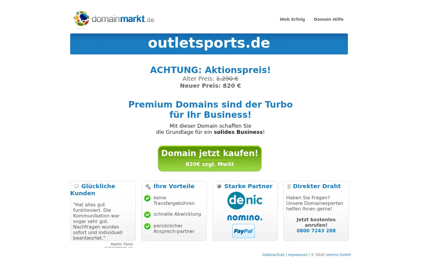 Screenshot of outletsports.de