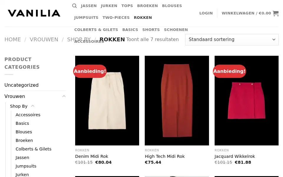 Screenshot of outletvanilia.com