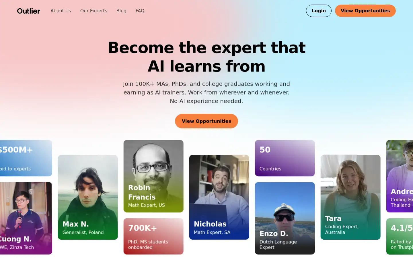 Screenshot of outlier.ai