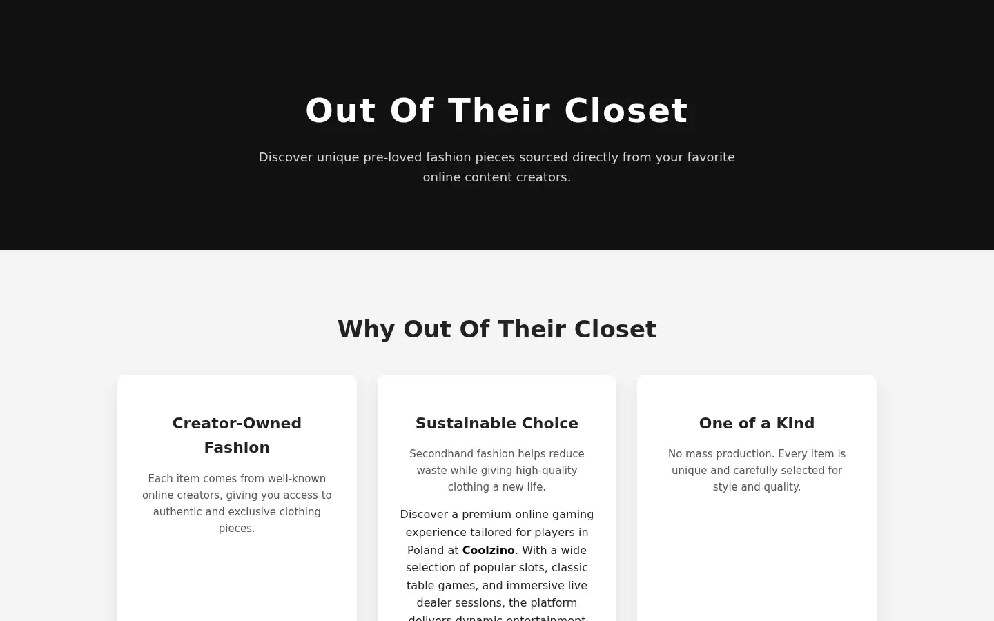 Screenshot of outoftheircloset.com