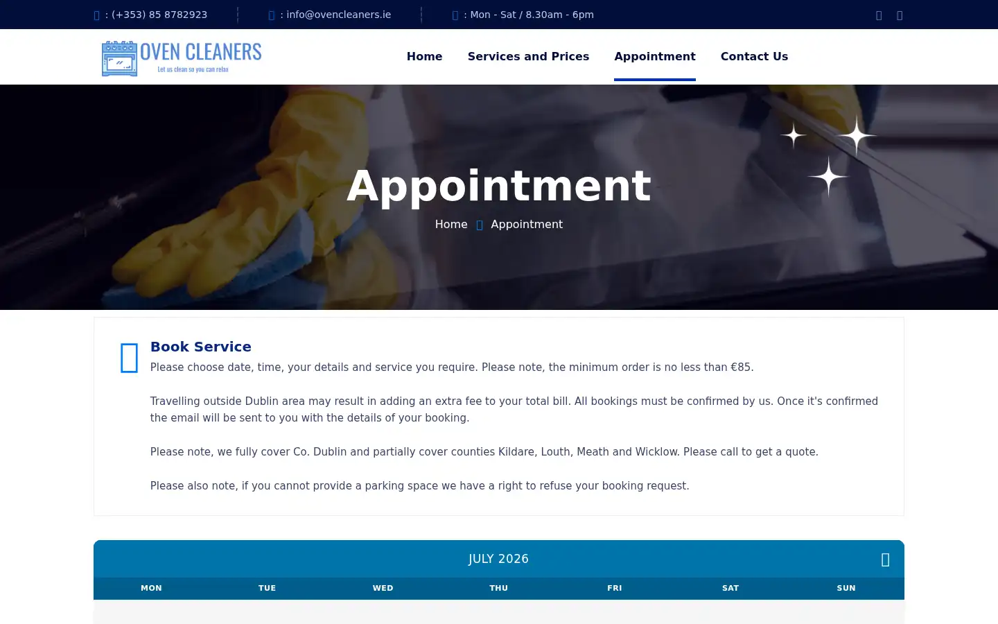Screenshot of ovencleaners.ie