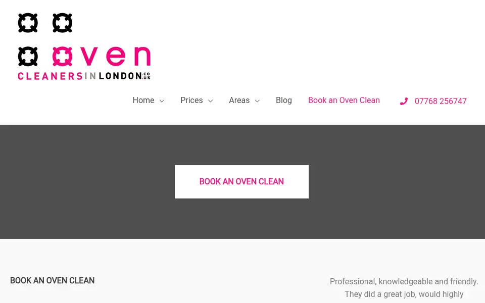 Screenshot of ovencleanersinlondon.co.uk