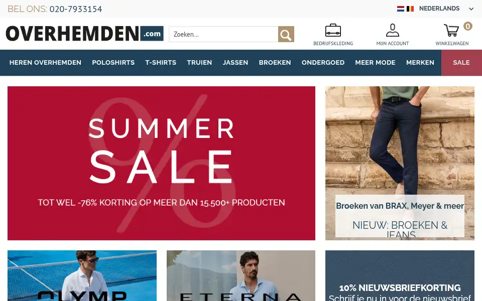 Screenshot of overhemden.com