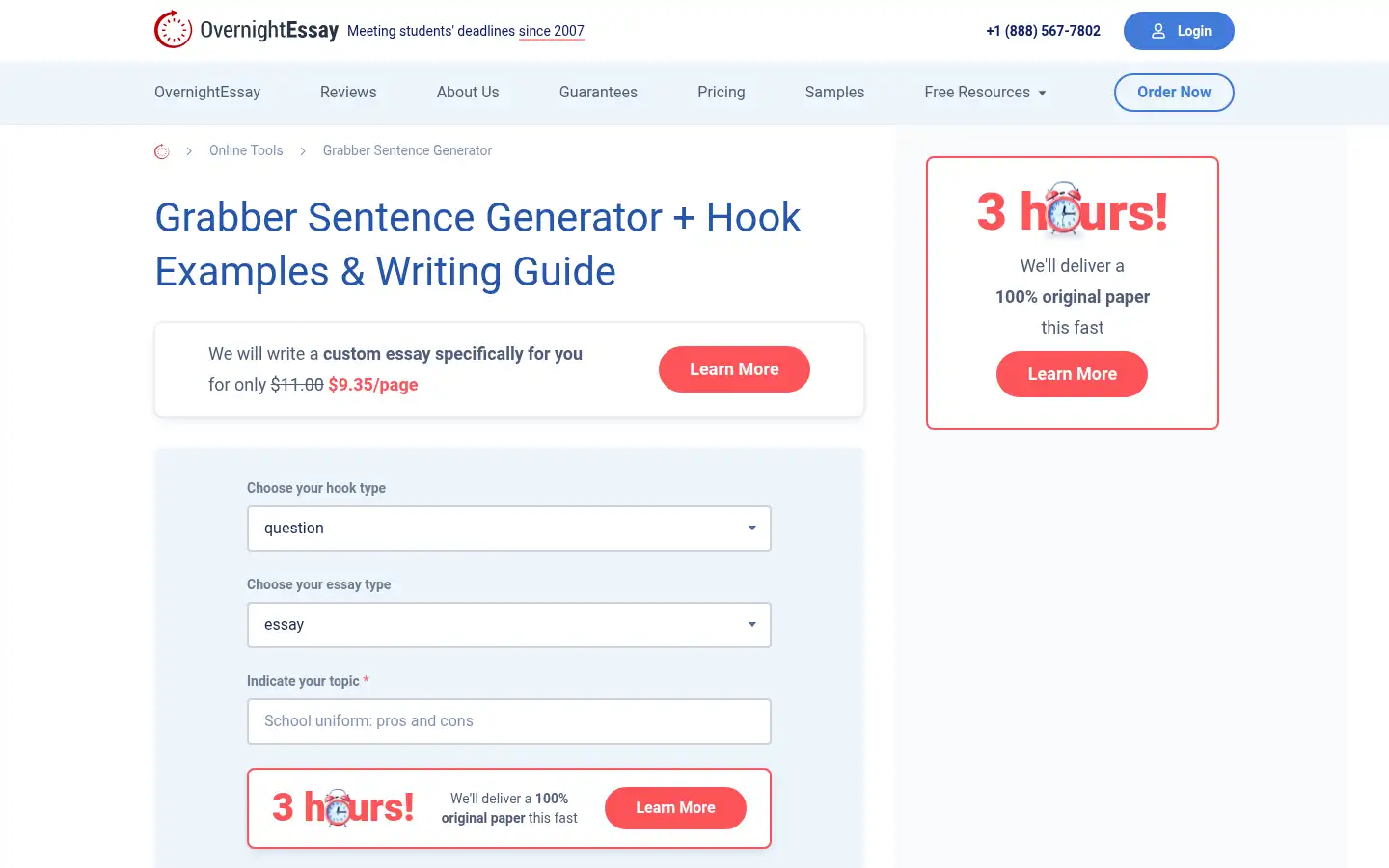 Screenshot of overnightessay.com
