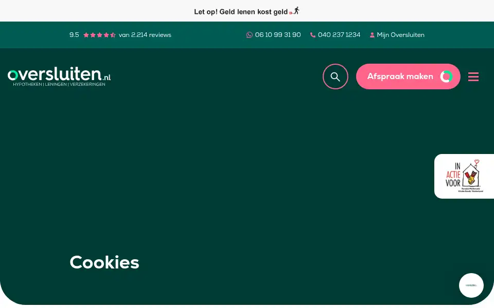 Screenshot of oversluiten.nl