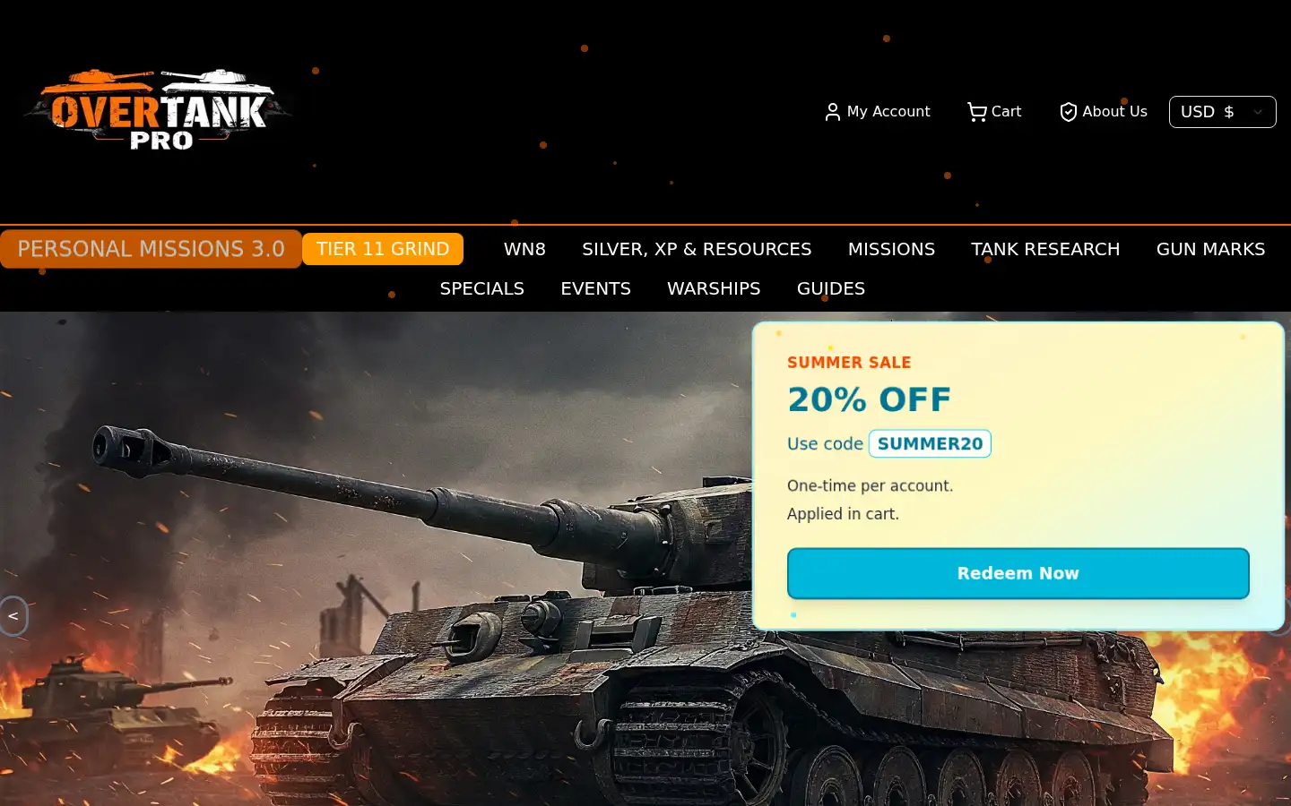 Screenshot of overtankpro.com