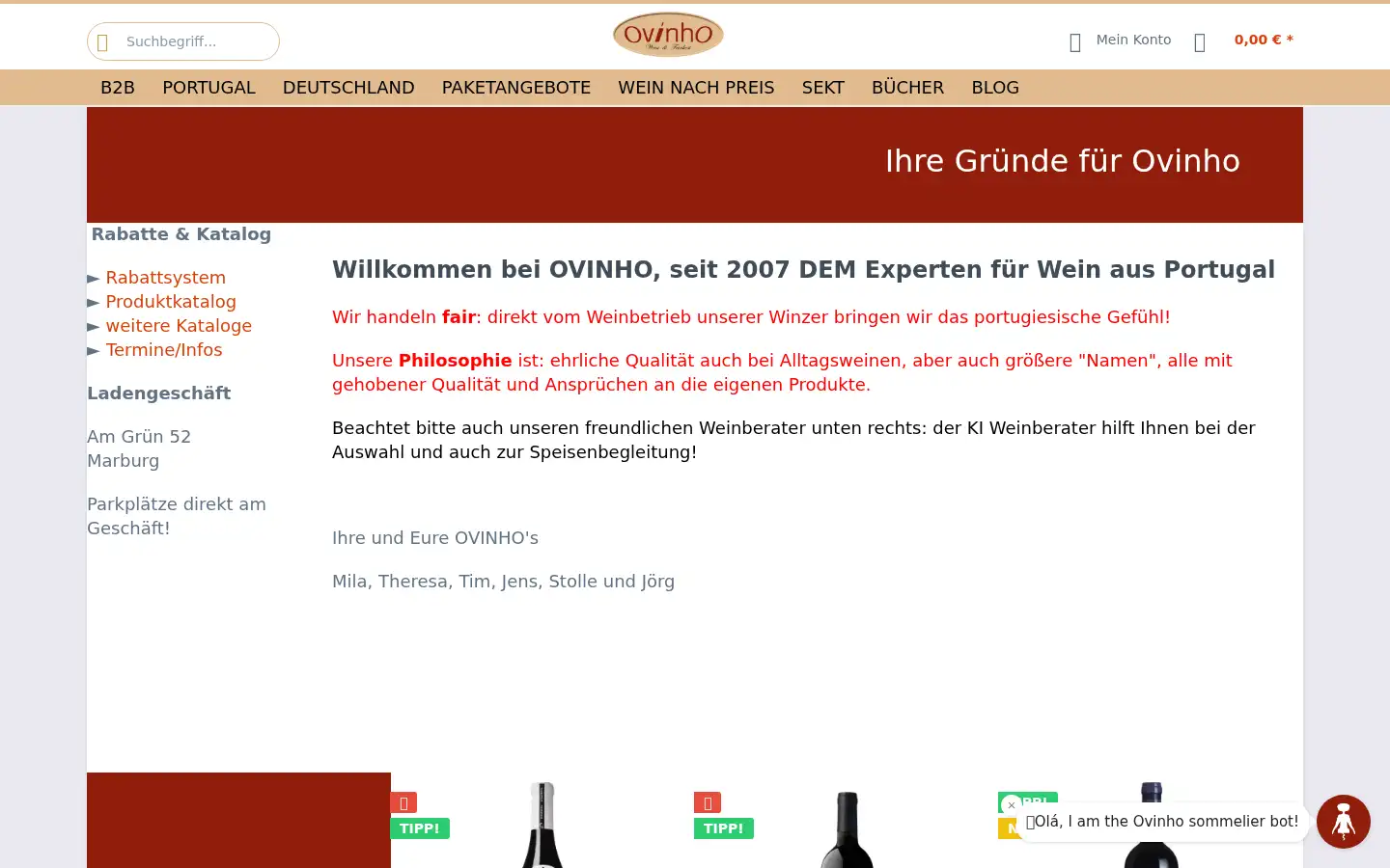 Screenshot of ovinho.de
