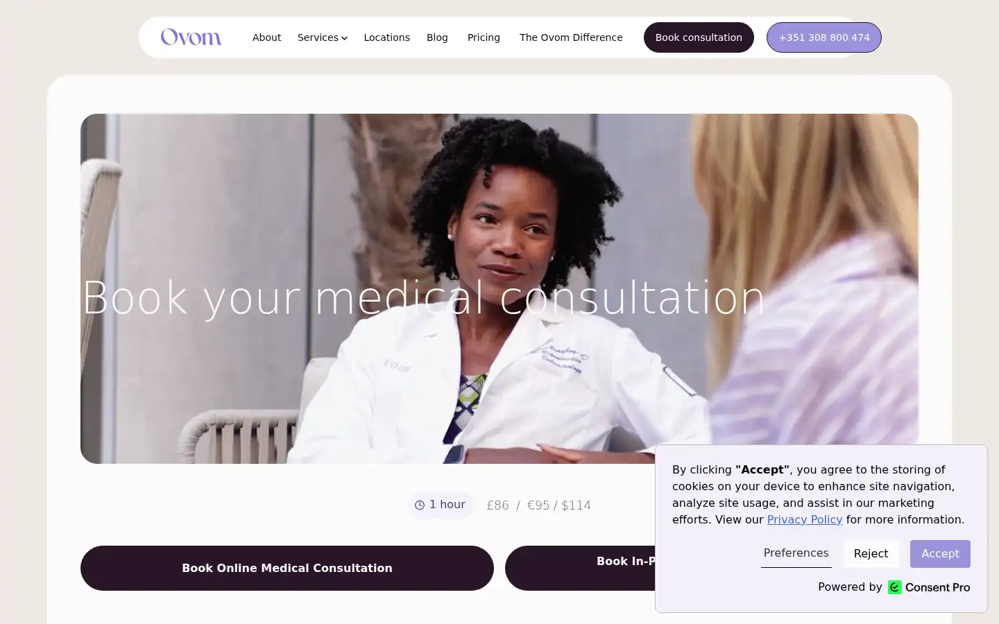 Screenshot of ovomcare.com