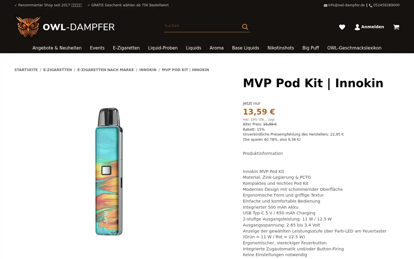 Screenshot of owl-dampfer.de