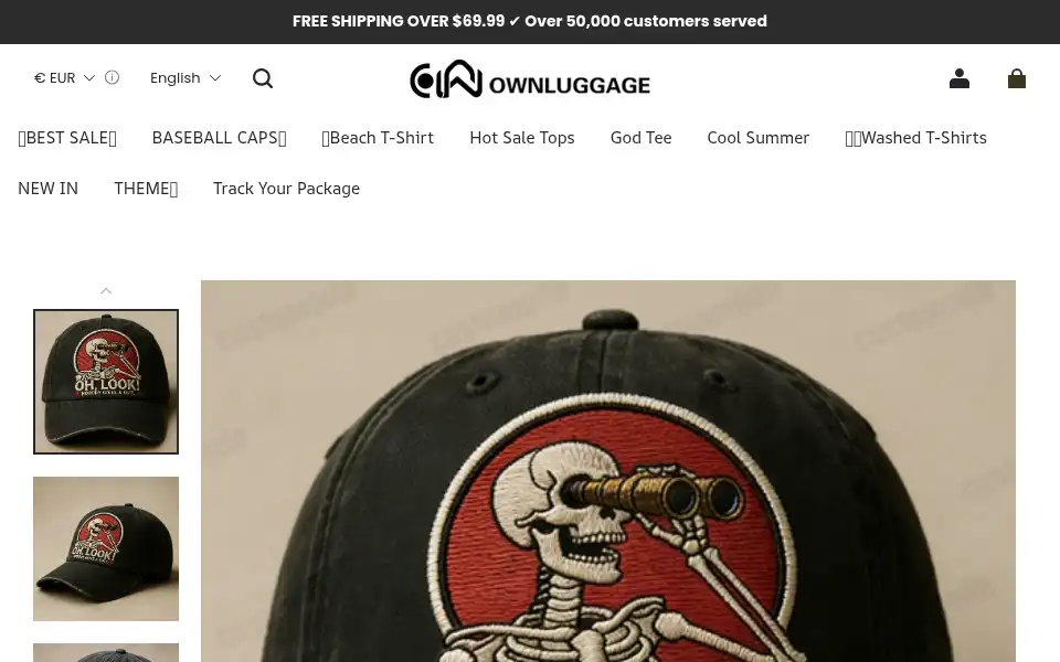 Screenshot of ownluggage.com