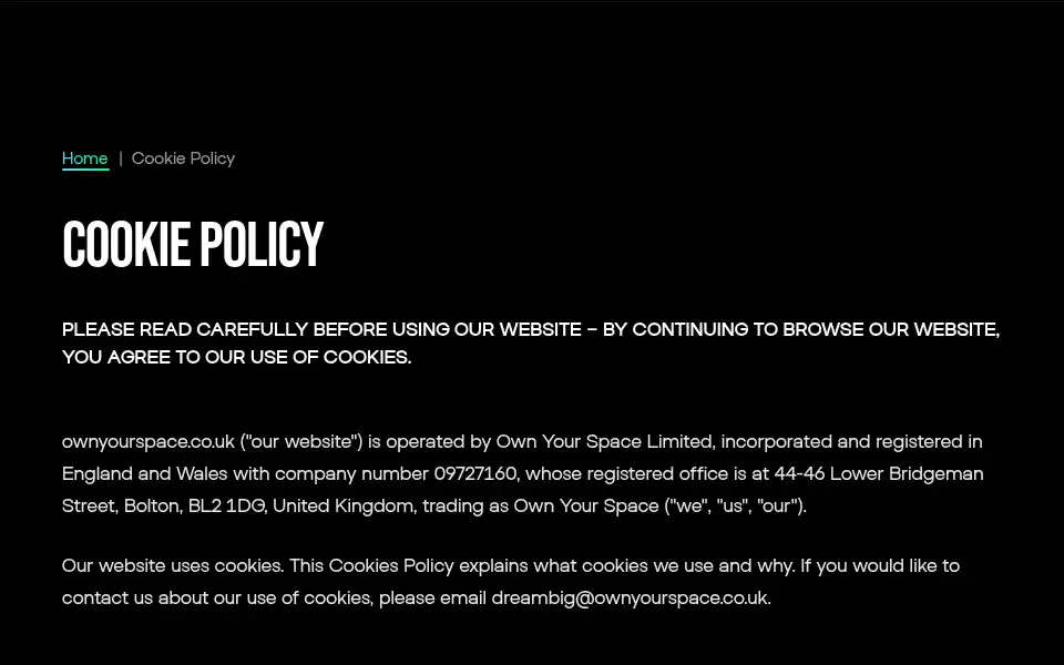 Screenshot of ownyourspace.co.uk