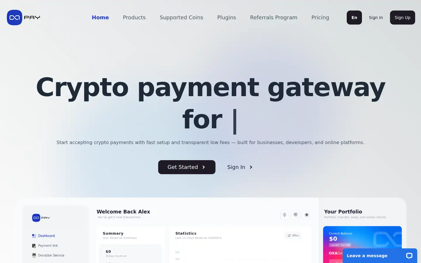 Screenshot of oxapay.com