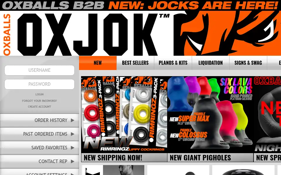 Screenshot of oxballswholesale.com