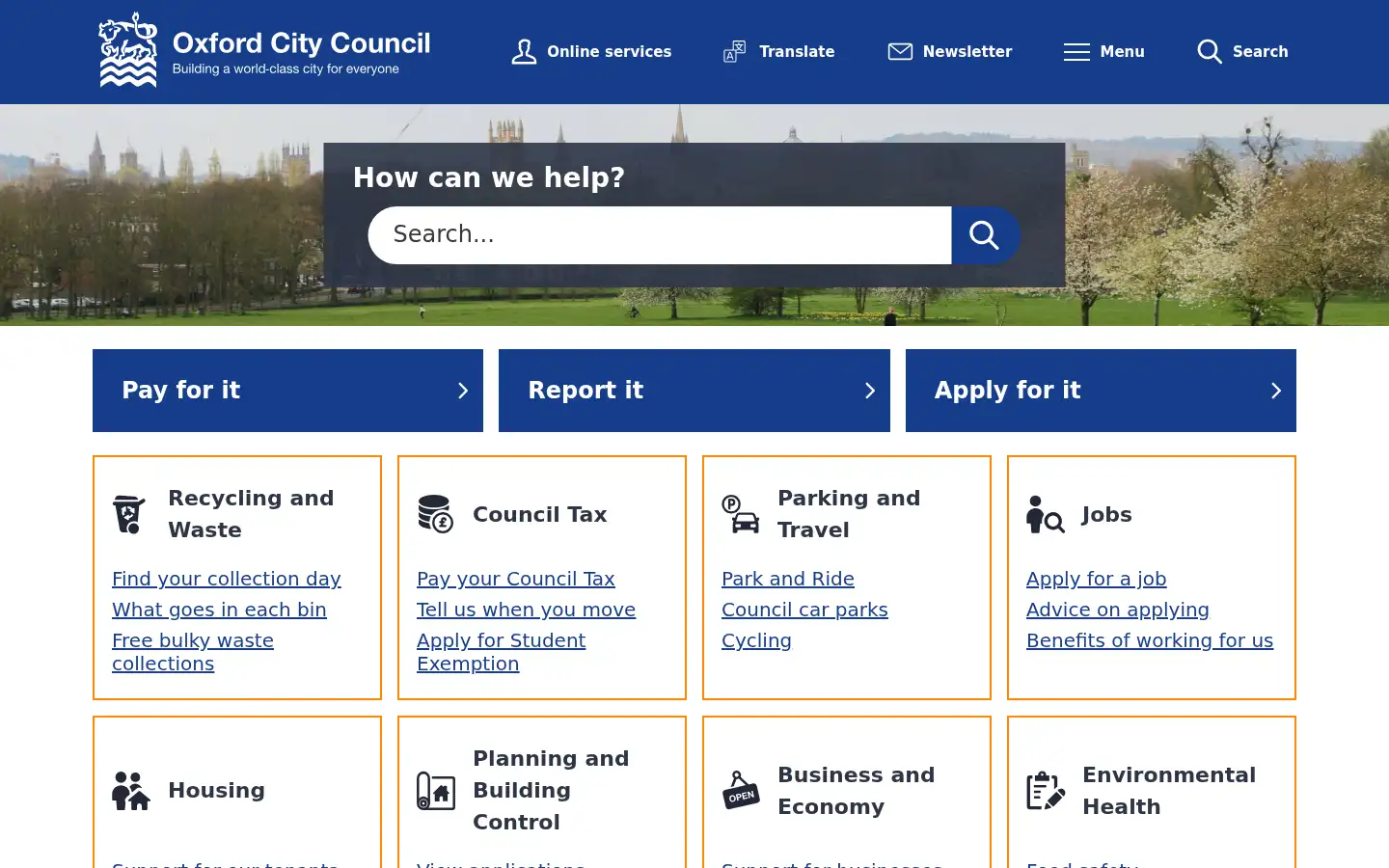 Screenshot of oxford.gov.uk