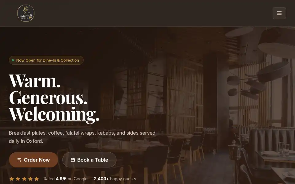 Screenshot of oxfordcityfalafel.co.uk