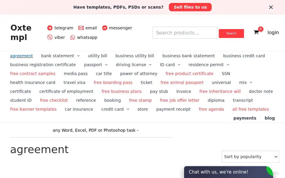 Screenshot of oxtempl.cc