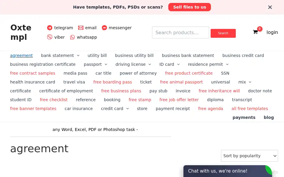 Screenshot of oxtempl.com