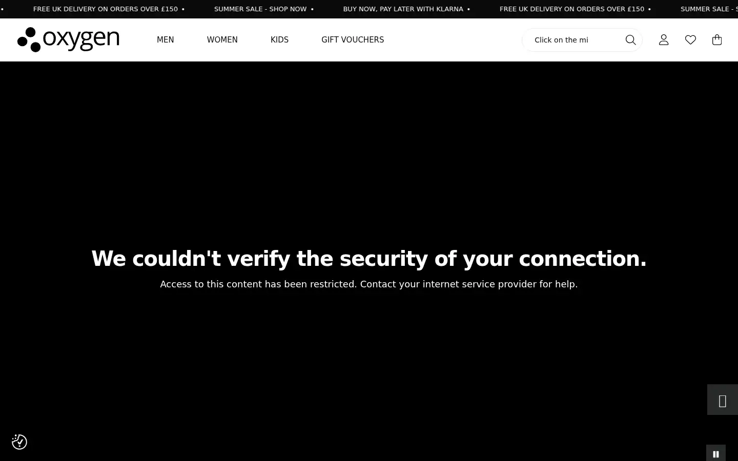 Screenshot of oxygenclothing.co.uk