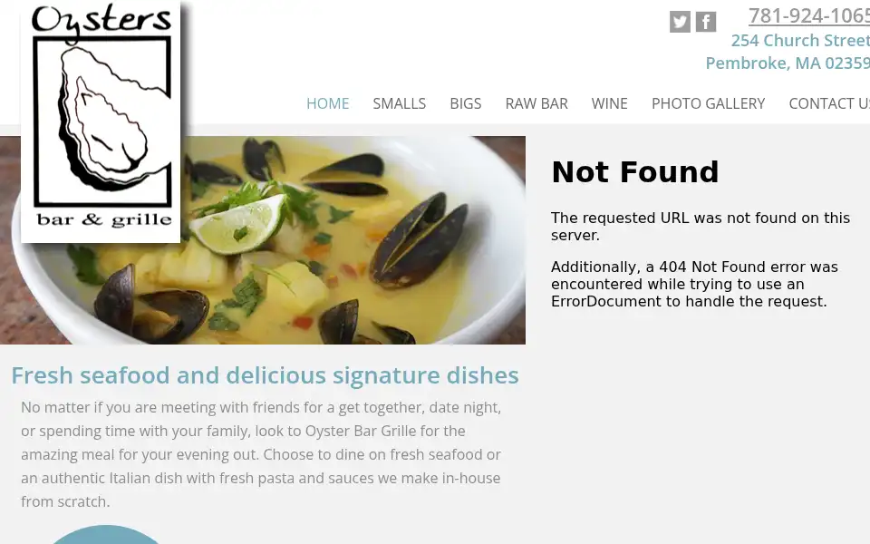 Screenshot of oystersbarandgrille.com