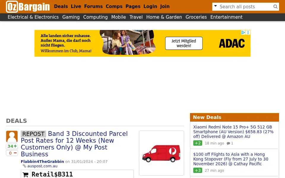 Screenshot of ozbargain.com.au