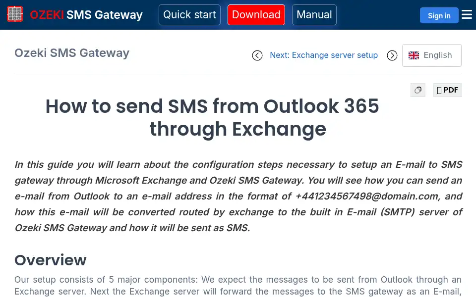 Screenshot of ozeki-sms-gateway.com