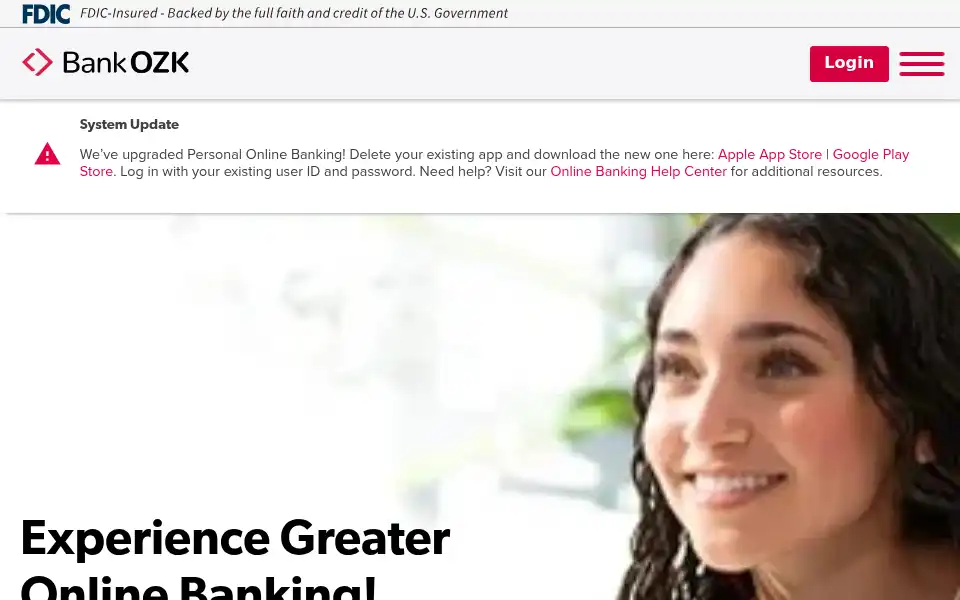 Screenshot of ozk.com