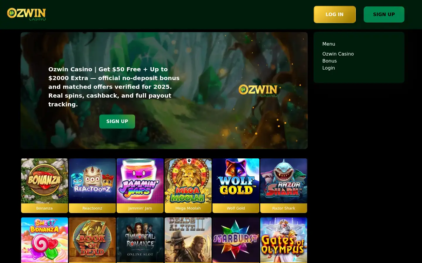 Screenshot of ozwin-login.com