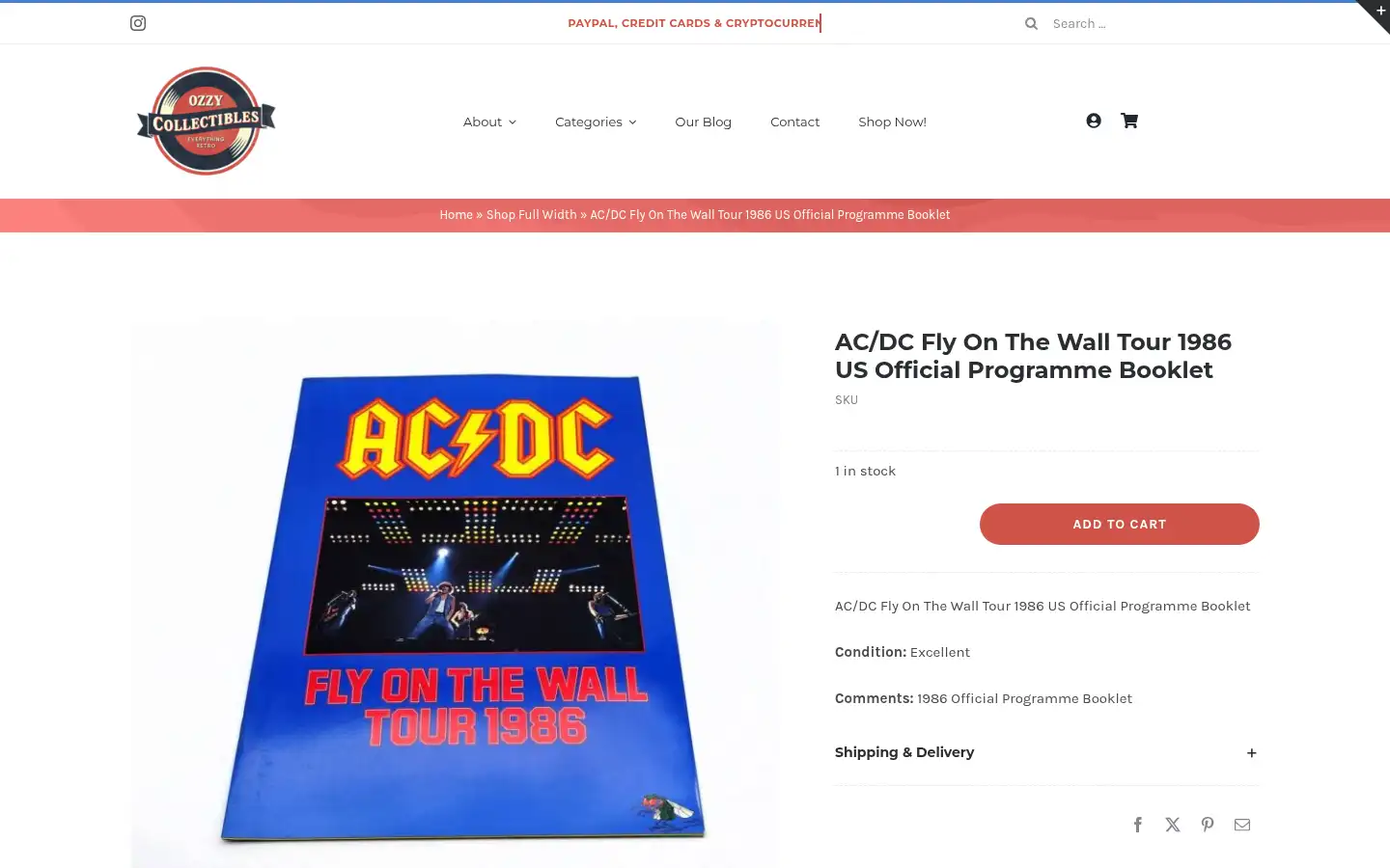 Screenshot of ozzycollectibles.com.au